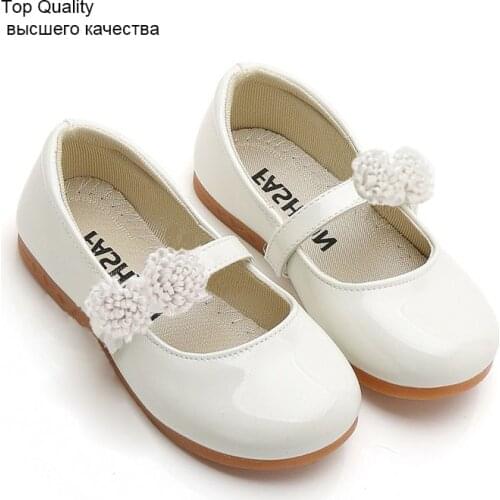 5 6 8 10 12 14 Years New Flower Kids Children Girls White Patent Leather Shoes For Girls School Flat Dance Wedding Party Shoes