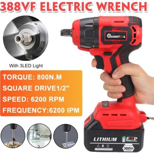 800N.M 388VF Brushless Electric Impact Wrench 1/2" Socket Cordless Wrench Screwdriver Power Tools For Makita 18V Battery