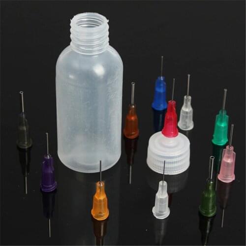 1Pc 30ml Transparent Polyethylene Needle Dispensing Dispenser Bottle For Rosin Solder Flux Paste + 11 Needles