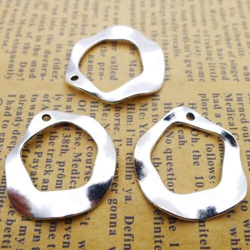 10PCS/Lot 25mm*25mm Antique Silver Color Polished Round Earring Charm Handcraft For DIY Jewelry Making