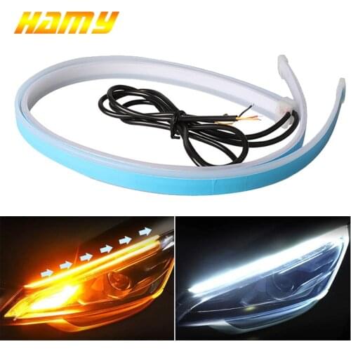 2 Pcs/Lot Car DRL LED Turn Flow Signal Light Daytime Running Lamp Flexible Guide Strips DC 12V Waterproof Auto Day time Light