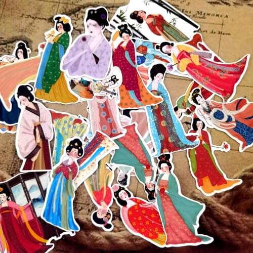 28pcs Chinese Ancient Tang Dynasty beautiful women Sticker stationery stickers aesthetic notebook scrapbooking bullet journal