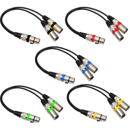 3Pin XLR Female Jack To Dual 2 Male Plug Y Splitter 30cm Adapter Cable Wire for Amplifier Speaker Headphone Mixer