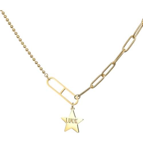 316L Stainless Steel Fashion Fine High-end Jewelry Star Charms Geometry Shape Chain Collier Necklaces & Pendants For Women