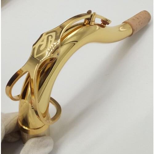 Brand New Professional Instrument Tenor Saxophone Neck Brass Gold Lacquer Sax Neck Tenor