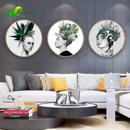 Abstract Fashion Vintage Girl Wall Art Canvas Painting Black And White Nordic Posters Wall Pictures For Living Room Home Decor