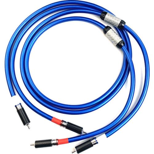 Audiophile HiFi Audio RCA Cable OCC Copper Core Black Carbon Fiber Plug