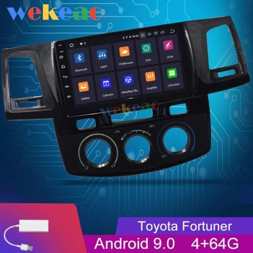 Wekeao 9'' Touch Screen 1Din Android 9.0 Car Radio DVD Multimedia Player For Toyota Hilux Fortuner Auto GPS Navigation 2012-2015