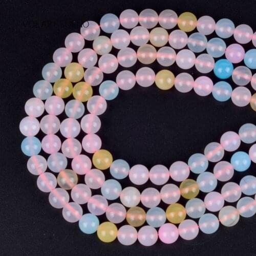 Morganite Agates Stone Natural Round Loose Beads 15” Strand Pick 4-10mm Spacer Beads For Charm Necklace Accessory Jewelry Making
