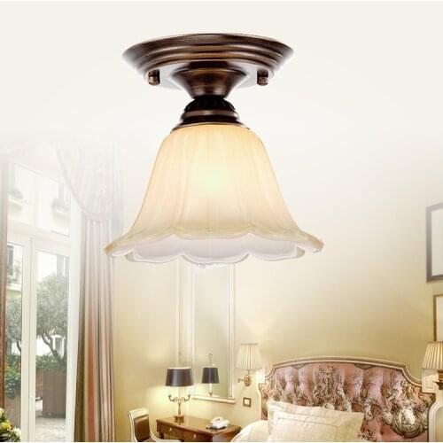 European minimalist frosted glass ceiling lights Vintage floral indoor E27 LED lamp for porch&stairs&pavilion&balcony ZLXDD085