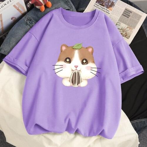 Cotton T Shirt Summer Womens T Shirts Harajuku Cute Style Girl Short Sleeves T Shirt Leisure Loose T Shirt Tops Plus Size