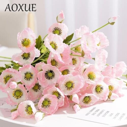 Artificial flower poppy flower artificial plant wedding holiday home garden hotel study decoration potted flowers arrangement