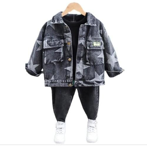 Spring Autumn Baby Girl Boy Clothes Set Cute Cotton Denim Jacket+T Shirt+Pants Suit Casual Kid Children Tracksuits Denim Suit
