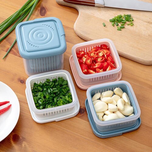 Storage Holder Multi-use Double Layer PP Kitchen Drainage Design Food Holder Storage Box for Home