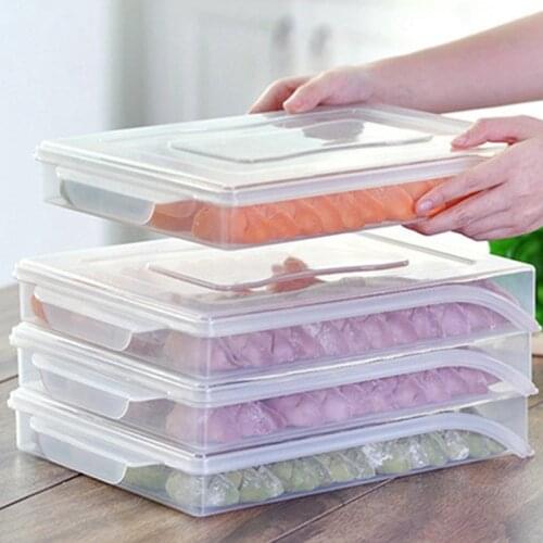 Plastic Food Container Box Refrigerator Dumpling Box Storage Tray Single Layer for Keep Fresh Freeze Dumplings Wonton Organizer