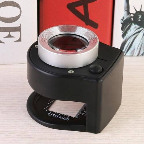 30X Optical Glass Lens Magnifier 6 LED Full Metal Folding Linen Tester Loupe Magnifying Glass Thread Counter Mirror Magnifier