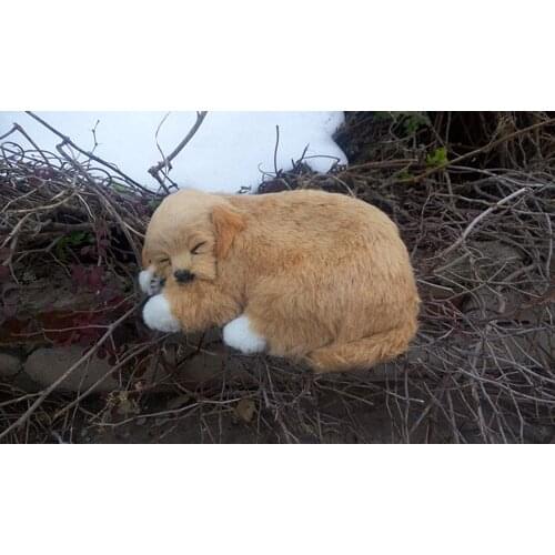 Simulation sleeping dog model,polyethylene&furs 23x16cm toy prop.home decoration Xmas gift w4163