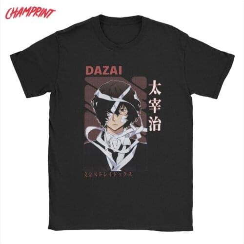 Men Bungo Stray Dogs Dazai Osamu T Shirt Anime Cotton Clothing Creative Short Sleeve O Neck Tee Shirt Original T-Shirt
