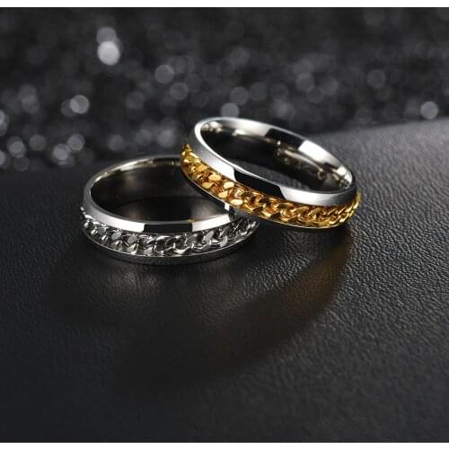 6mm simple chain ring classic style punk style mens ring small jewelry man rings Stainless steel ring