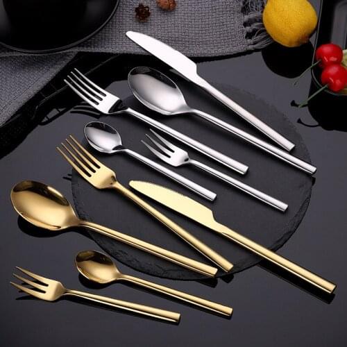 20-Piece Dinnerware Set Stainless Steel Cutlery Set Knife Fork Spoon Set Tableware Gold Silver Cutleries Western Service for 4