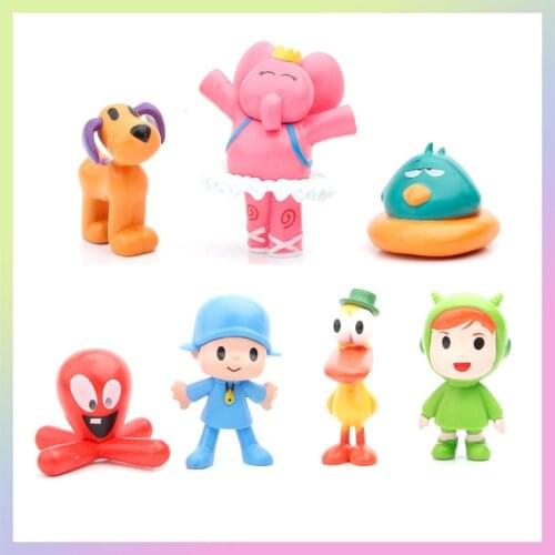 2021 latest hand-made small P Youyou 7PCS Pocoyo Barto Duck Puppy Lula Ellie Elephant POCOYO Model Cake Decoration Birthday Gift