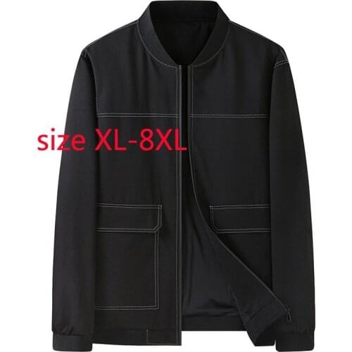 New Arrival Spring And Autumn Young Men Extra Large Fashion Casual Baseball Collar Jacket Coat Plus Size 3XL 4XL 5XL 6XL 7XL