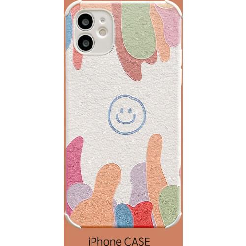 Colorful Smiling Face Shockproof Soft Phone Case For Huawei P40 P30 Pro Mate 30 40 Honor 20 Lite Nova 8SE 7 White Cases PU Cover