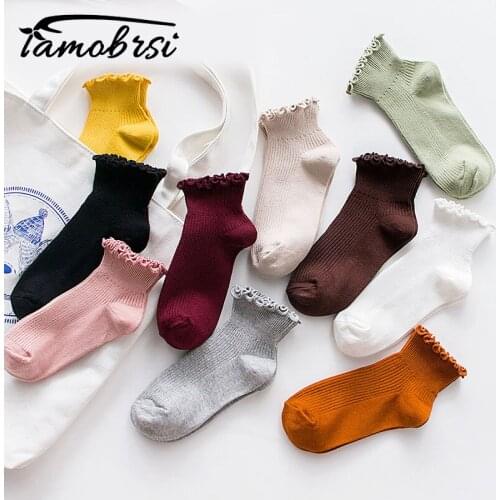 Fluffy Cotton Ruffle Frilly Candy Cartoon Sweet Casual Socks Women Winter Warm Streetwear Cute Funny Short Happy Ankle Socks