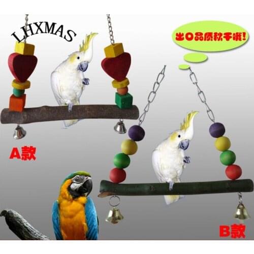 Colorful Wooden Hanging Swing Parrot Bird Toys Stand Toys Bridge Budgie Cockatoo Toy Parrot Cage Accessories D243
