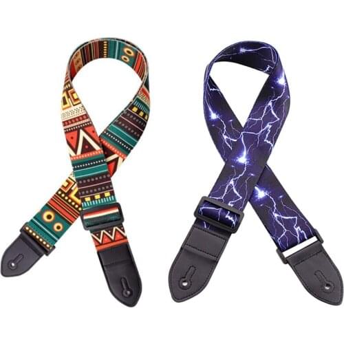 Guitar Strap,Adjustable Classical Guitar Strap Leather&Polyester,For Bass, Electric & Acoustic Guitars