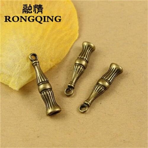 RONGQING 24*5*4MM 50pcs/lot beer bottle Pendants Necklaces Handmade Accessories Fashion Jewelry Charms DIY