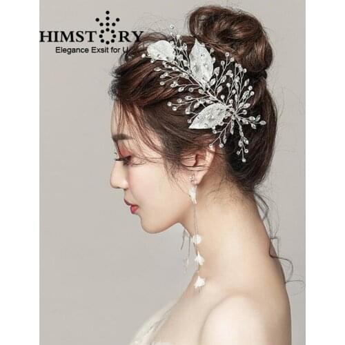 Silver Hollow Out Leaf Bridal Hairpins Hair Accessories Handmade Crystal Branch Wedding Hair Jewelry Hair Accessories