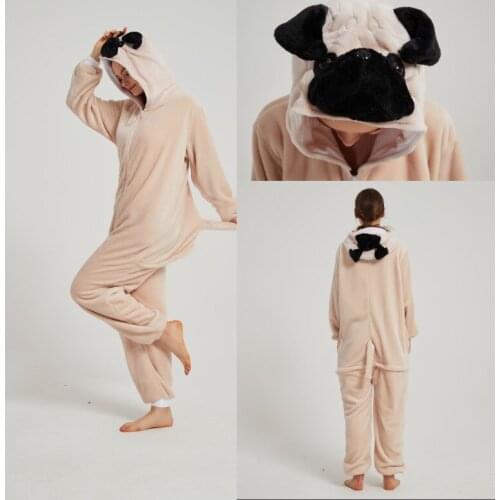 Shar Pei Dog Onesies Pajamas Anime Kigurumi Winter Flannel Animal Cosplay Costumes Sleepwear Jumpsuit Warm Overall