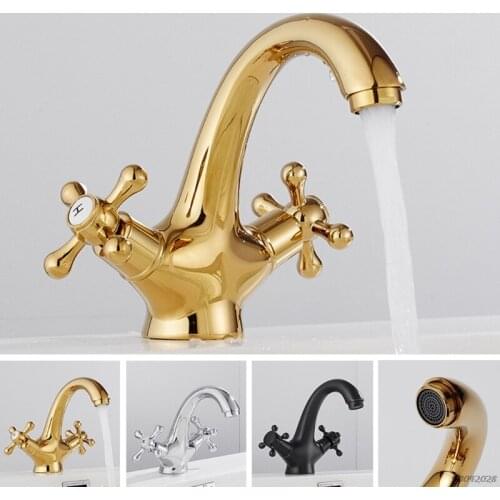 Bathroom Faucet 2 Handle Bathroom Sink Faucet Centerset Lead-Free Modern Commercial Bathroom Faucets Double Handles Wholesales
