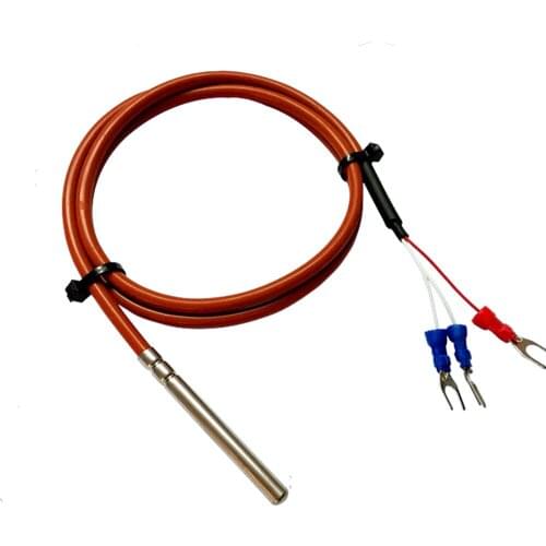 Waterproof pt100 temperature sensor 5mm*50mm three wire platinum thermal resistance silicone wire shield cable
