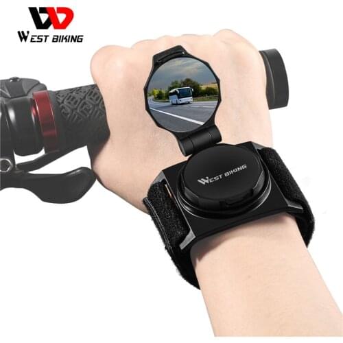 WEST BIKING Bike Wrist Rearview Mirror 360 Degree Rotating Mountain Bike Accessories Adjustable Arm Wrist Strap Bicycle Mirror