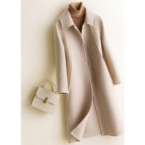 100% Genuine Wool Female Jacket Spring Autumn 2021 Korean Simple Elegant Womens Coats Warm Womens Clothing Casacos Zjt2050