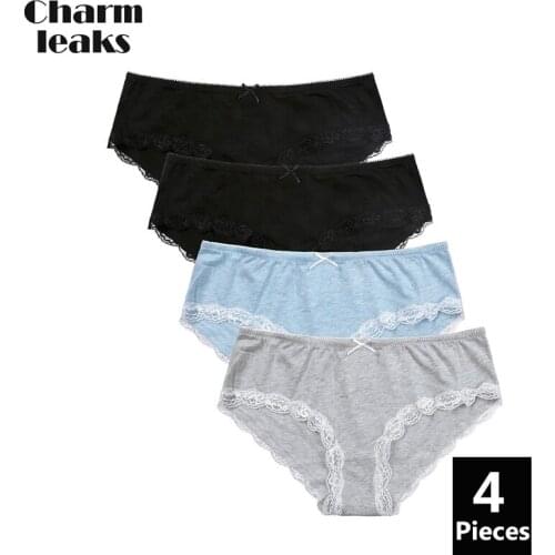 Charmleaks Womens Panties Cotton Underwear Hipster Panties 4 Packs Cotton Soft Strech Solid Comfort Mid-Waist Cozy Hot Sale