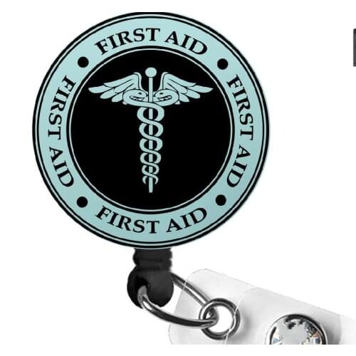 First Aid Logo Caduceus Symbol Medical Sign Retractabld id badge reel Ambulance Car Emergency Nursery gift