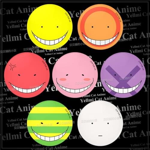 1pc 58mm Badges Assassination Classroom Korosensei Iron Head Funny Brooch Round Pins