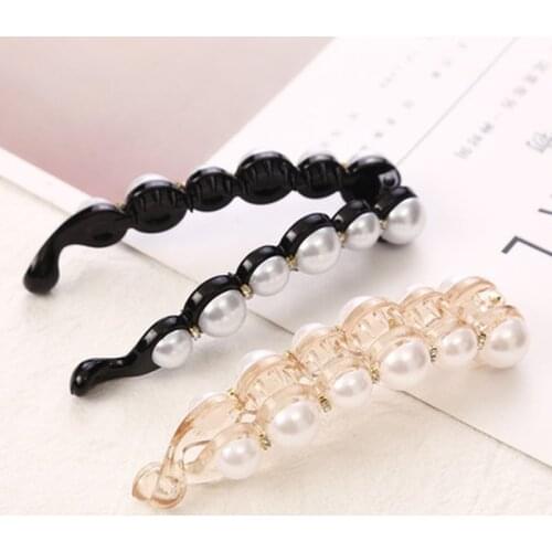 1Pcs Banana Clips Pearls Hairpins Hair Clips Jewelry Headwear Women Hairgrips Girls Ponytail Barrettes Hair Pins Accessories