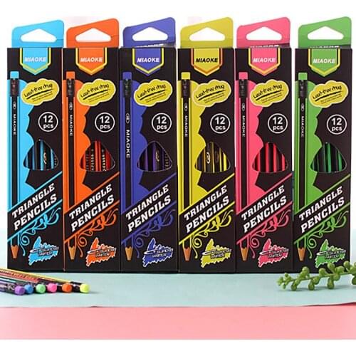 12 Pcs Creative HB Standard Hexagonal Pencils with Rubber Student Painting Sketch School High Quality Office Supplies Stationery