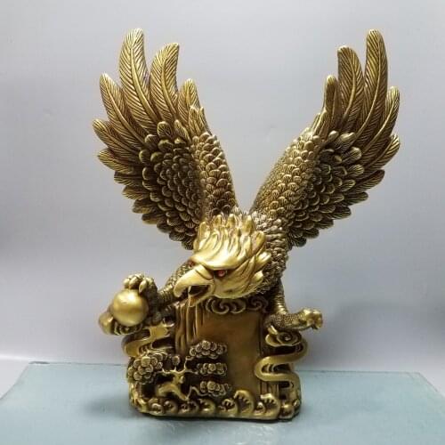 16" Chinese Seikos Bronze Roc bird statue Eagle Catch the beads Dapeng spreads its wings Grand plans Bull statue Town House