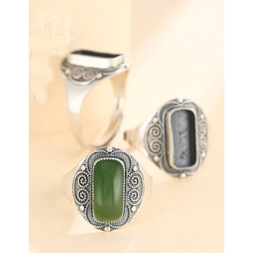 6*14mm 925 STERLING SILVER men Semi Mount Bases Blanks base blank Pad ring Setting wedding jewelry findings diy A5907