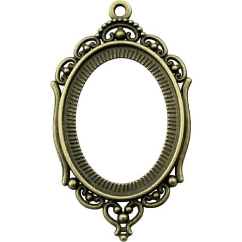 Fit 40x30mm 18x25mm Oval Shape Hollow Cameo Cabochon Pendant Base Setting Jewelry Findings