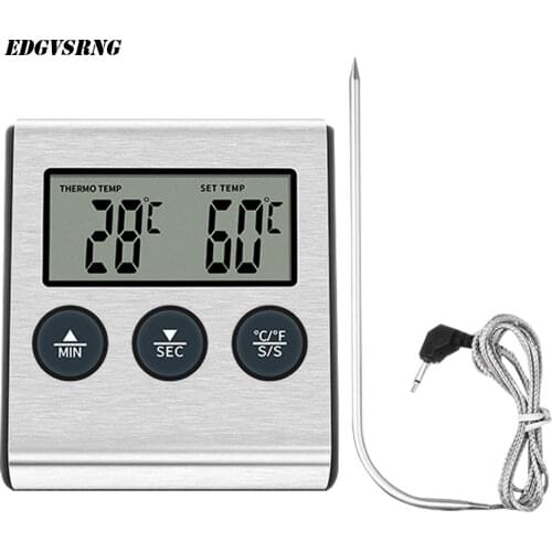 Digital Kitchen Timer Culinary Barbecue BBQ Thermometer Sensor For Oven Meat Coffe Milk With Food Grade Stainless Steel Probe