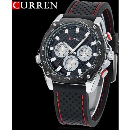 NEW Curren sports Military watch Brand DIAL CLOCK HOURS HAND BLACK LEATHER STRAPS MENS WRIST WATCH 3ATM Waterproof Wristwatches