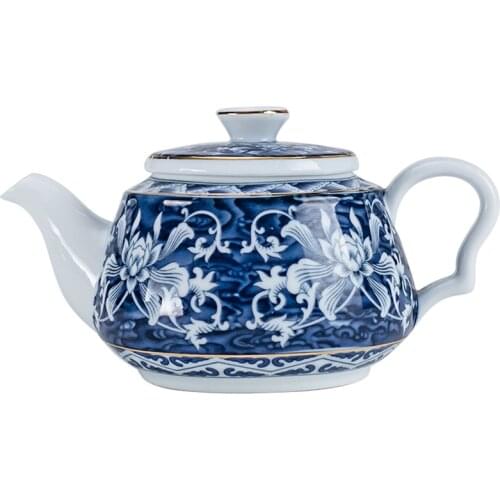 Jingdezhen Teapot Ceramic Blue and White Porcelain Small Single Pot Japanese Retro Tea Maker Household Kung Fu Tea Set