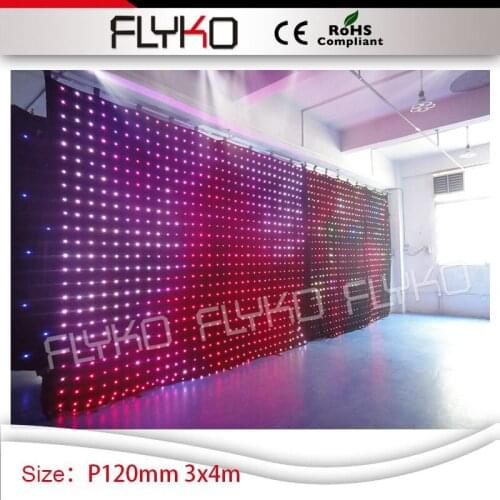 Black Stage Background Decoration Flexible LED Curtains display cloth for Wedding Party PH12cm 10ft high by 14ft width