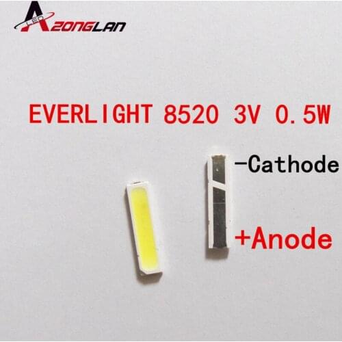 FOR EVERLIGHT SMD 8520 LED Backlight 0.5W 8520 3V Cool white 50-55LM TV Application 1000PCS
